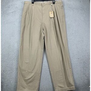 Chaps The American Chino Pants Khaki Mens 40X32 Tan Double Pleated Classic NEW